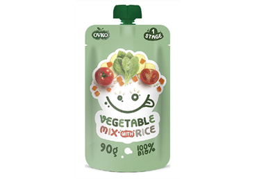 Biezenis OVKO BIO dārz. ar rīsiem 8+ 90g