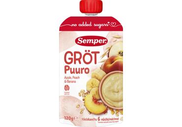 Biezenis SEMPER graudu-ābolu-persiku-banānu 6+ 120g