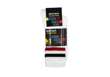 Vīriešu sporta zeķes BISOKS 3pāri 43-46 baltas