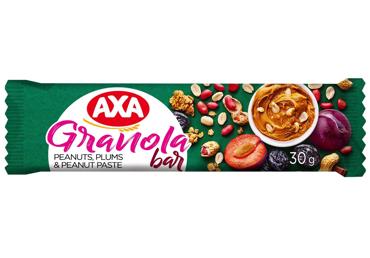 Graudaugu batoniņš ar zemesriekstiem un plūmēm AXA 30g