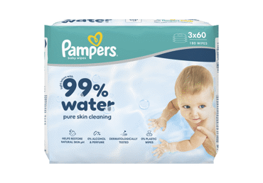 Mitrās salvetes PAMPERS 99% Water 3x60gab.