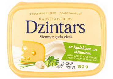Kausētais siers DZINTARS ar ķiplokiem un zaļumiem 180g - 1