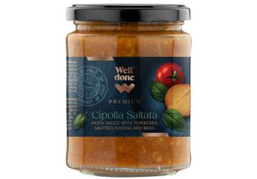 Pastas mērce ar tomātiem, sīpoliem un baziliku WELL DONE PREMIUM 300g