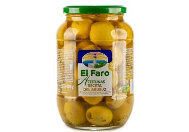Zaļās olīvas bez kauliņiem ar garšvielām EL FARO 800g