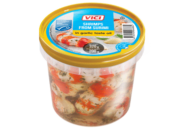 Surimi garneļu formā VIČI ķiploku eļļā 320g
