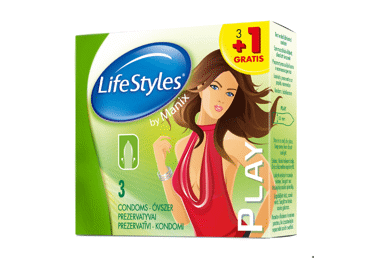 Prezervatīvi LIFESTYLES Play 3gab.+1gb