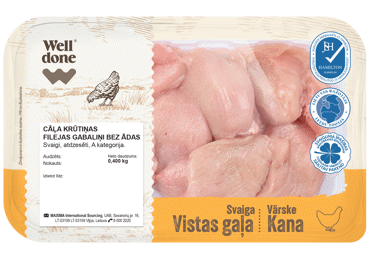 Cāļa krūtiņas filejas gabaliņi  WELL DONE 400g