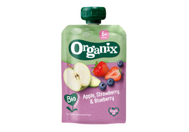 BIO Biezenis ORGANIX ābolu-zemenu-melleņu 6+100g