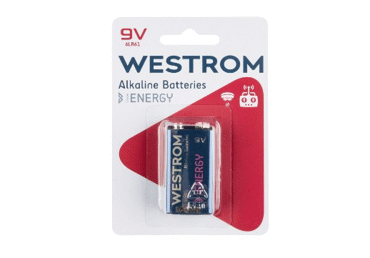 Baterijas WESTROM 9V/6LR61, 1gab.