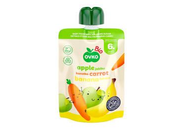 Biezenis OVKO BIO ābolu-burkānu-banānu 6+ 90g