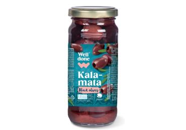 Melnās olīvas bez kauliņiem Kalamata WELL DONE 220g