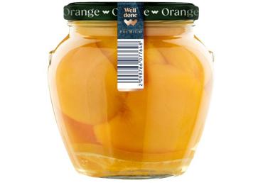 Mizotas persiku pusītes ar apelsīnu garšu WELL DONE PREMIUM 560g