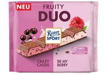 Piena šokolāde RITTER SPORT upeņu aveņu 218g