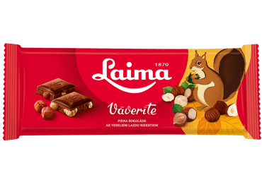 Piena šokolāde Vāverīte ar lazdu riekstiem LAIMA 190g
