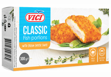 Saldētas zivju porcijas panējumā VIČI ar sieru 300g