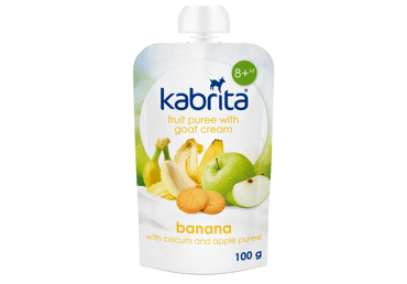Biezenis KABRITA kazas piens, banāns, cepums, ābols 8+100g