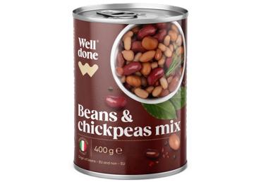 Konservētu pupiņu un aunazirņu maisījums WELL DONE 400g