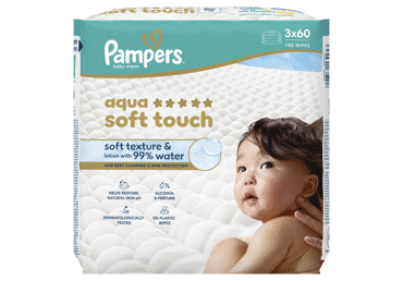 Mitrās salvetes PAMPERS Aqua SoftTouch 3x60gb.