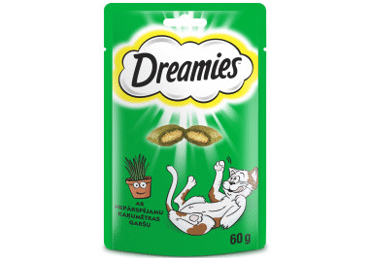 Gardums kaķiem DREAMIES ar kaķumētru 60g