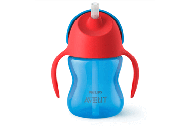 Mācību krūze AVENT ar salmiņu 9M+zila 200ml