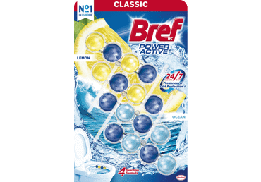 Tualetes bloki BREF Power Aktive Lemon Ocean 4x50g