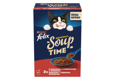 Zupa kaķiem ar liellopu un vistu FELIX 6x48g