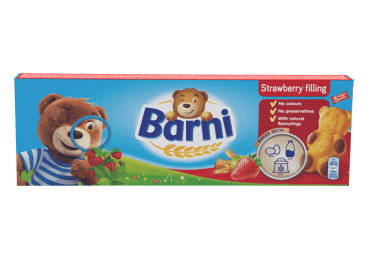 Biskvītkūka BARNI ar zemeņu pildījumu 150g