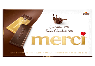 Melnā šokolāde MERCI 72% 100g 