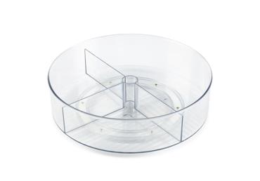 Rotējoša plastmasas paplāte ar nodalījumiem