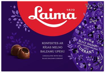 Konfekšu kārba LAIMA ar Rīgas Melno upeņu balzamu 135g