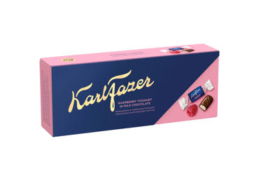 Piena šokolādes konfektes KARL FAZER aveņu jogurta  250g