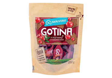 Konfektes rupjmaizes dzērveņu Gotiņa SKRĪVERU 250g