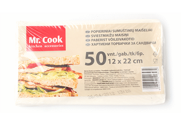 Sviestmaižu maisiņi papīra 50gb.12x22cm
