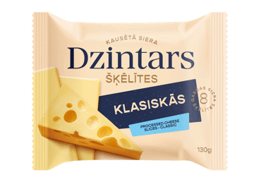 Kausētā siera izstrādājums DZINTARS šķēlītēs klasiskais 130g