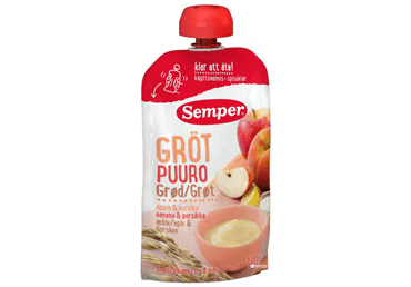Biezenis SEMPER graudu-ābolu-persiku-banānu 6+ 120g - 2