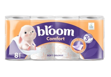 Tualetes papīrs BLOOM Comfort Orange 3kārtas 8ruļļi