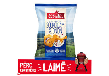 Čipsi ESTRELLA Kettle ar skābā krējuma un sīpolu garšu 120g - 1
