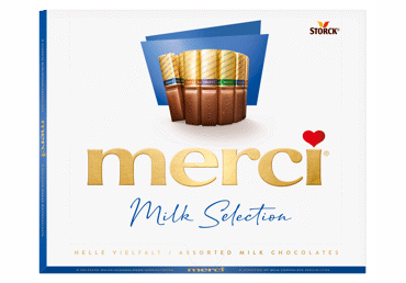 Konfekšu kārba MERCI piena šokolādes izlase 250g