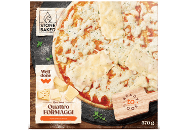 Saldēta pica Quattro Formaggi WELL DONE 570g