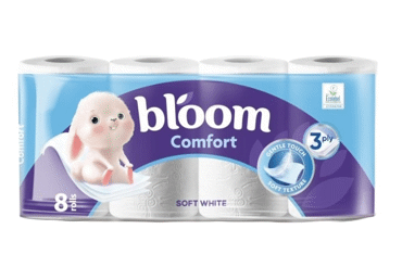 Tualetes papīrs BLOOM Comfort Soft White 3kārtas 8ruļļi