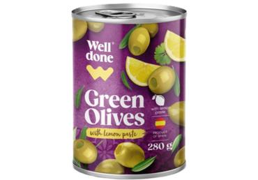 Zaļās olīvas ar citronu pastas pildījumu WELL DONE 280g