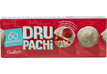 Cepumi Dru Pachi sarkanais velvets piena glazūrā SKRĪVERU 128g