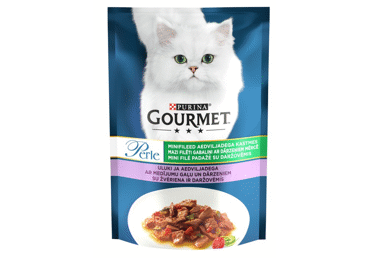 Konservēta kaķu barība GOURMET PERLE medījuma 85g 