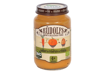 Biezenis RŪDOLFS BIO ķirbju-burkānu-kartupeļu 4+ 190g