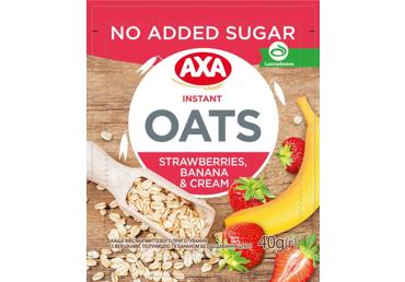 Ātri pagatavojama auzu pārslu putra AXA ar zemenēm un banāniem bez cukura 40g