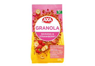Granola ar banāniem un zemenēm AXA 375g