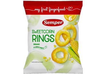 Uzkoda SEMPER kukurūza saldie gredzeni 6+ 20g