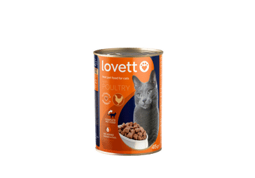 Kons. kaķu barība LOVETT mājputnu 415g