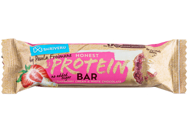 Proteīna batoniņš SKRĪVERU zemeņu baltajā šokolādē 45g