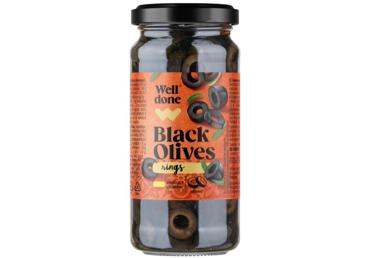 Melnās olīvas Rings WELL DONE šķēlītēs 220g